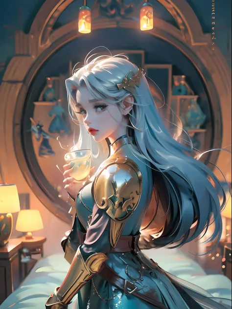 close-up of Britney Spears in a silver and blue dress, chengwei pan on artstation, by Yang J, detailed fantasy art, stunning character art, fanart best artstation, epic and exquisite character art, beautiful armor, extremely detailed art, detailed digital ...