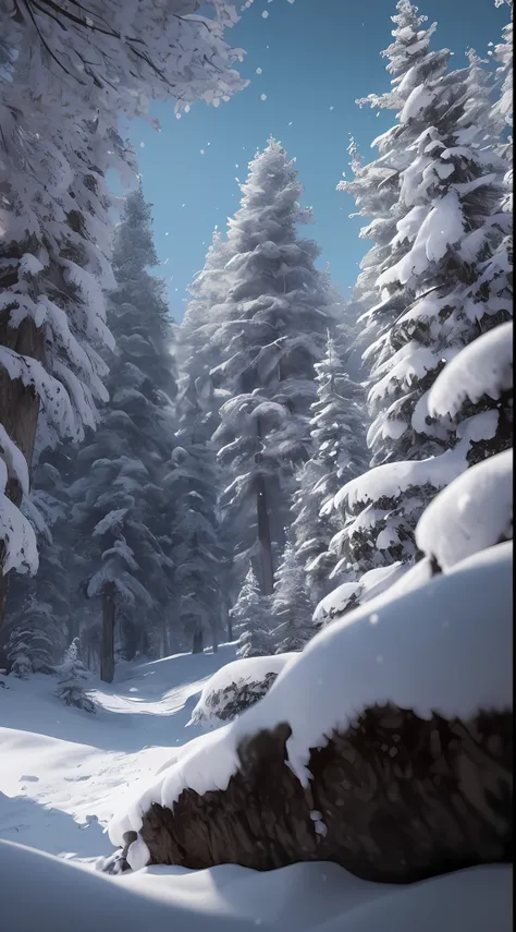 masterpiece, best quality, high quality, extremely detailed cg unity 8k wallpaper, taiga, silence, towering conifers covered wit...