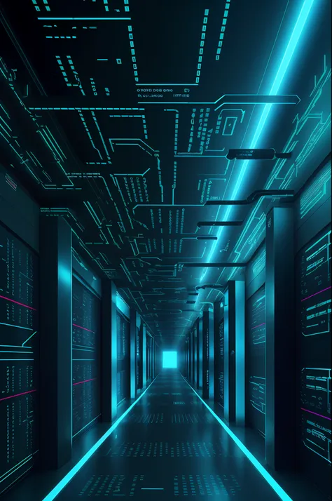 cyberspace, a long corridor, storage grids, codes