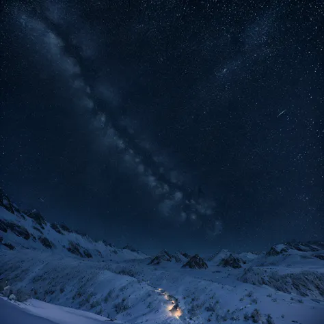 estrelas cadentes coloridas, em cima do mont everest