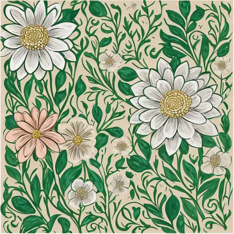 tente criar uma  estampa floral no estilo henri matisse. use apenas uma flor que ira se repetir, use tambem ramos e galhos. use ...