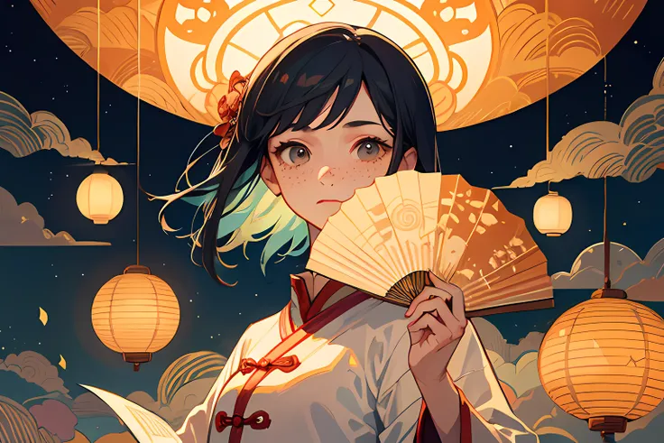 ((A Masterpiece)), ((super-detailed)), ((best qualit)), Beautiful Finely Detailed Eyes, Detailed face, The best lighting, The best shades, Ancient Chinese girls dressed in Han clothes,prosody, ((Traditional Chinese style, edgelighting, Flat 2D style, Disne...