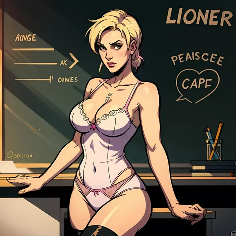 a loading scene from gta 5 of a teacher in pink lingerie, artoon drawing, cartoon style, comic, gta 5 art style