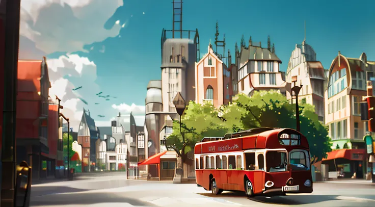 Arafur City Street,There is a red bus and a red bus on the road, in a city square, market square, (Legnica), in a city with a rich history, city square, trip to legnica, surrounding the city, Photo taken with Sony A7R, View of whole room, Michal Mraz, in t...