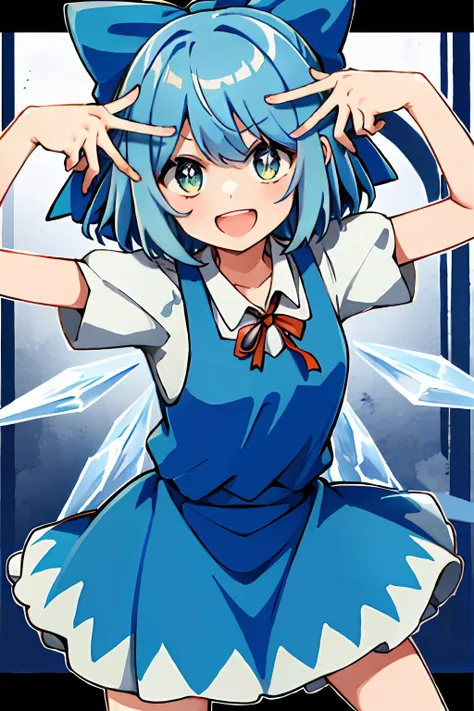 ai's pose， 1girls，cirno