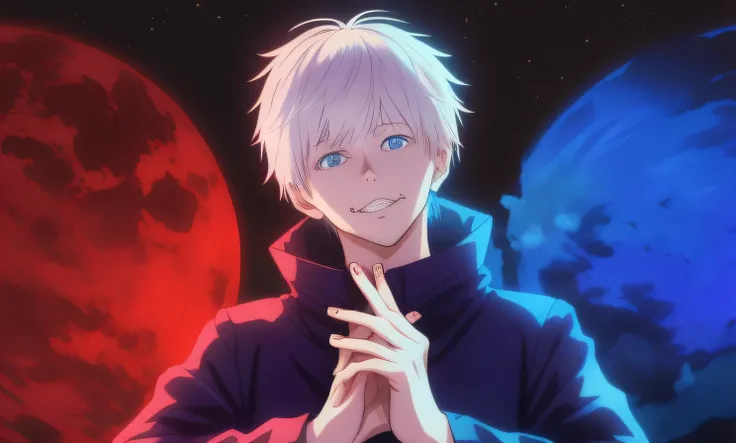 anime guy with a sword in front of a red planet, kaworu nagisa, nagito komaeda, kaneki ken, tall anime guy with blue eyes, ken k...