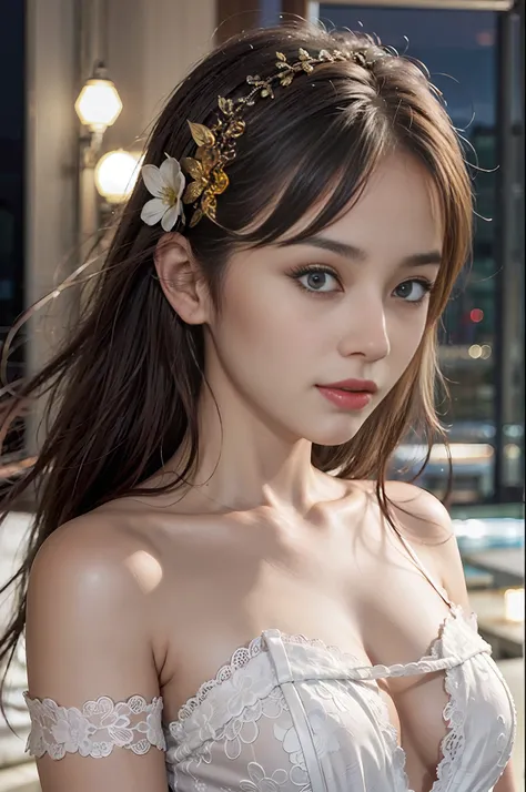 woman posing in the photo (wearing deep_v-neck_dress: 1.3), white lace dress,
Good hands, 4K, high resolution, masterpiece, top quality, head: 1.3, (((Hasselblad photo)), fine skin, sharp focus, (cinematic lighting), night, soft lighting, dynamic angle, [:...