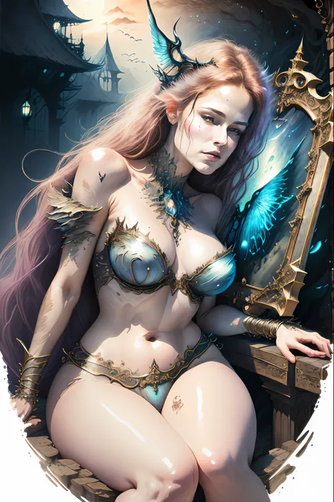 Well beautiful young European tattooed, full body length standing of a beautiful woman photorealistic, proportioned, intense fantasy coloring, light hair, stunning realistic photography 20 years, bubblegum pink hair, high-class fashion, random color eyes, ...