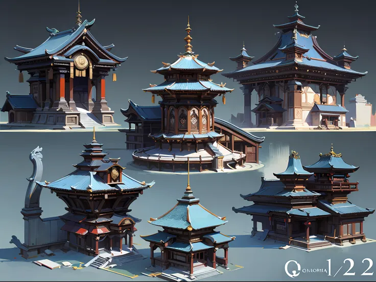 game academy，game icons，ethno-style architecture，structurally sound、high-definition details，game icons，perfect works，（the master...