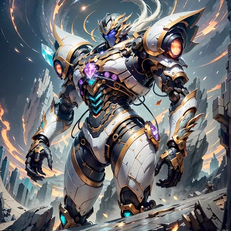 ancient divine beast armor,fighting posture,giant mech,(smooth surface),(stand on a cliff overlooking the night view:1.4),cyberp...