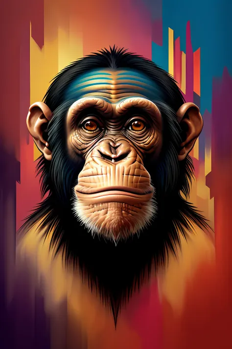 chimpanzee ),(feliz),2 orejas, acolchado eduardo kobra ,wall portrait geometric multidimensional, arte, chibi,
yang08k, hermoso,...