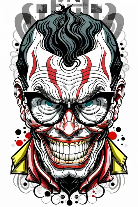 guttonerdvision6, glasses joker in the style of 0mib, ilustrador, obra-prima, alta qualidade, 8k, highresolution, alto detalhame...