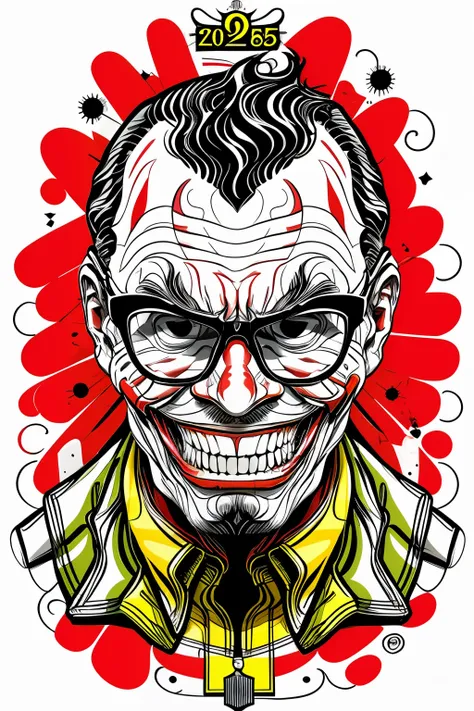 guttonerdvision6, glasses joker in the style of 0mib, ilustrador, obra-prima, alta qualidade, 8k, highresolution, alto detalhame...