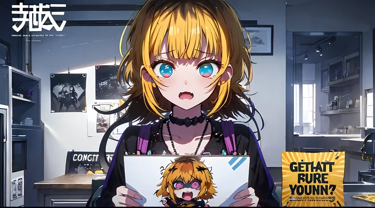 (((Dramatic)))、(((gritty)))、(((vehement))))The poster of the film appears as a central character。She is shy in the center of the poster、Wearing an idol costume、Has a determined look。Vibrant eyes。The background is dark and rough、I feel like Im drunk。Text is...