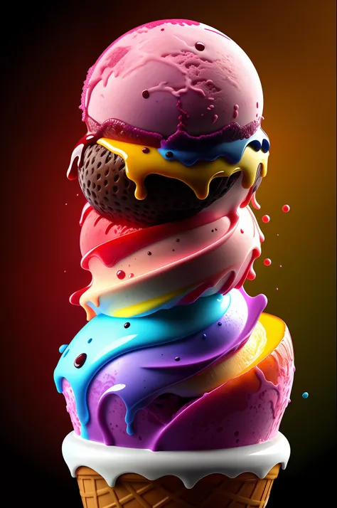 red fruit ice cream hyper realistic lighting ,8k,hdr