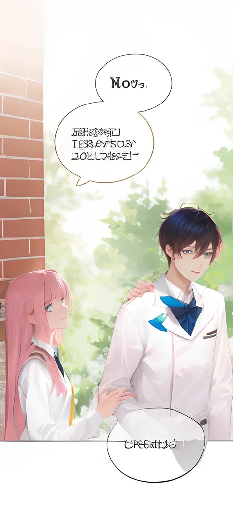 alafud image of pink haired girl and boy in school uniform, perfect beautiful and delicate eyes，five fingers