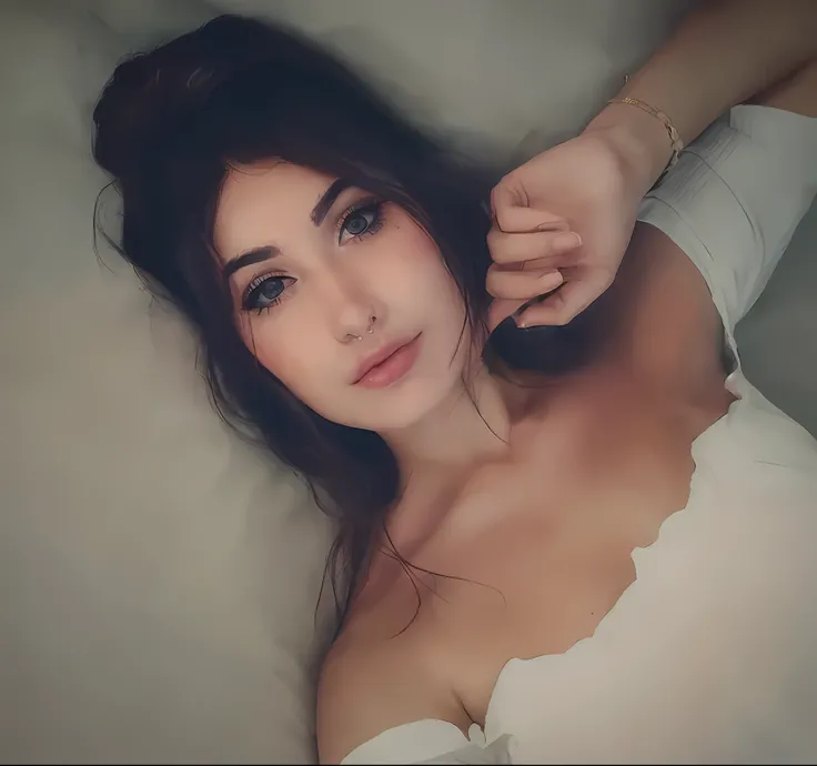 there is a woman that is laying down with her hand on her head, na cama, Anna Nikonova aka Newmilky, posando na cama, na minha cama, Cara Sexy, rosto perfeito ), deitado em uma cama, deitado na cama, Jovana Rikalo, foto de uma mulher bonita, deitado na cam...