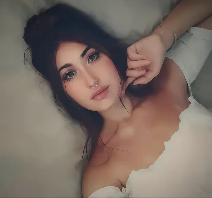 there is a woman that is laying down with her hand on her head, na cama, Anna Nikonova aka Newmilky, posando na cama, na minha cama, Cara Sexy, rosto perfeito ), deitado em uma cama, deitado na cama, Jovana Rikalo, foto de uma mulher bonita, deitado na cam...