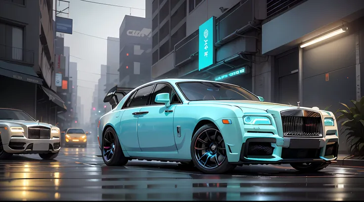 Un tiro general, panoramic, al fondo, La mejor calidad, Obra maestra, Antecedentes detallados, Altamente detallado, intrincado, Ciudad Cyberpunk, Neon Road, neonpunk, cityneon, neonelectro, cityelectro, cyberpunk, soleado, jour, nubes, Rascacielos, futuris...