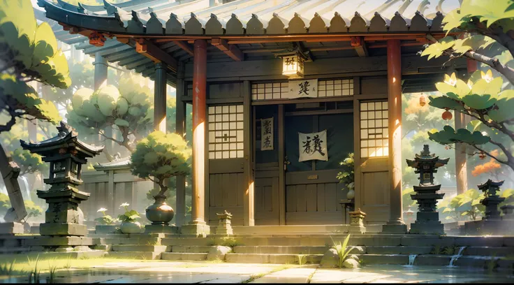 Japanese anime scene design,Ancient shrines,abundant detail,Ancient Japanese Showa style,Quiet and elegant atmosphere,Delicate and soft painting style,Cinematic lighting effects,HD picture quality,abundant detail,32K,Very perfect and unified 8K HD wallpape...