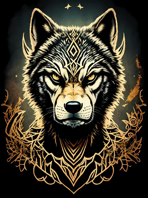 best quality, masterpiece, wolfs, werewolf man、goddesses, dark background,