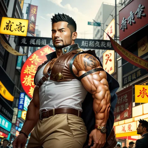 (巨作) extremely quality, hyper detailed illustration, ultra-high resolution, interprets the handsome image of 35-year-old hong ko...