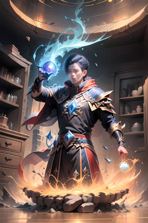 1boy handsome men , casting spell  dark mage