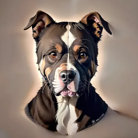 (obra de arte moderna) logotipo com um cachorro pitbull confiante nas cores preto e branco. arte perfeita, 8k.