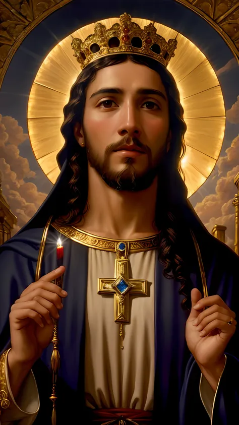 add_detail:1, imagem realista de jesus cristo, add_detail:light, distant light from the sky above the head, asas