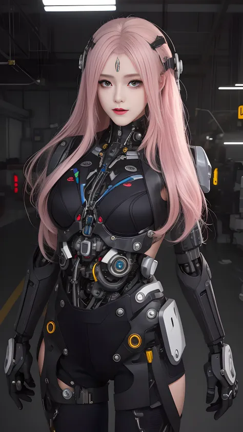 (masterpiece, best quality),  intricate details, 
1girl,      aira_shiratori_(dandadan),  pink hair, 
 reelmech, mechanical arms...