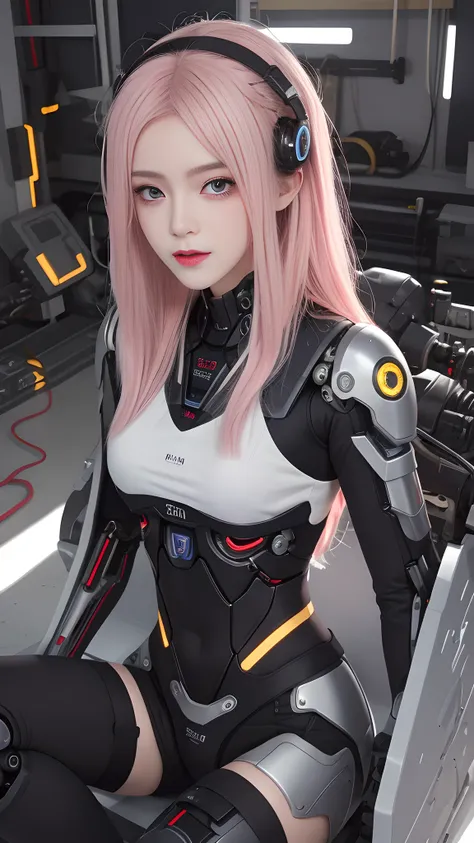 (masterpiece, best quality),  intricate details, 
1girl,      aira_shiratori_(dandadan),  pink hair, 
 reelmech, mechanical arms...