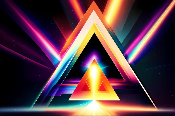 photo, an abstract image of a triangle with a bright light coming out of it (RetroAlbum style:1)