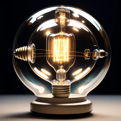 photo, a light bulb sitting inside of a glass ball (glassdevice style:1)