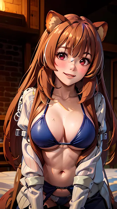 巨作, beste-quality, raphtalia, a 1girl, 独奏, long hair, breast, looking at the spectator, big boob, big hip, blush, behind, a smil...