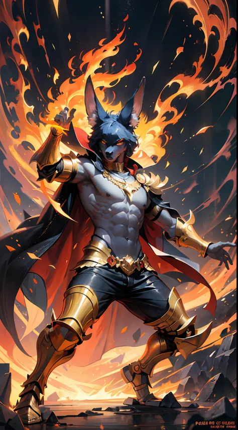 (high quality), photorealistic, (oil painting)
jewelry, (solo),
(dynamic pose), towards right, ((hell gate)), fire, hell landscape, (the underworld), (dark landscape),
anubis, egyptian jackal headed god, anthro, muscular, (holding golden scales), dynamic p...