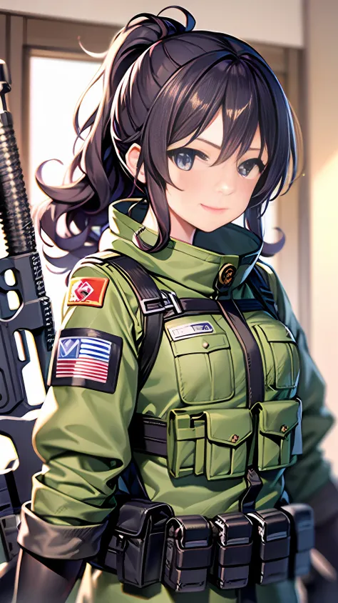 1girl in, Curly hair ponytail, gloves, guns, Military, Military mini chest rig, rifle,Full Customization, Deserted, 独奏, Upper body body_Body, arma,Too much magic modification time?
I cant stop grinning when I look at the viewer、巨作、the best quality、CQB Bose...