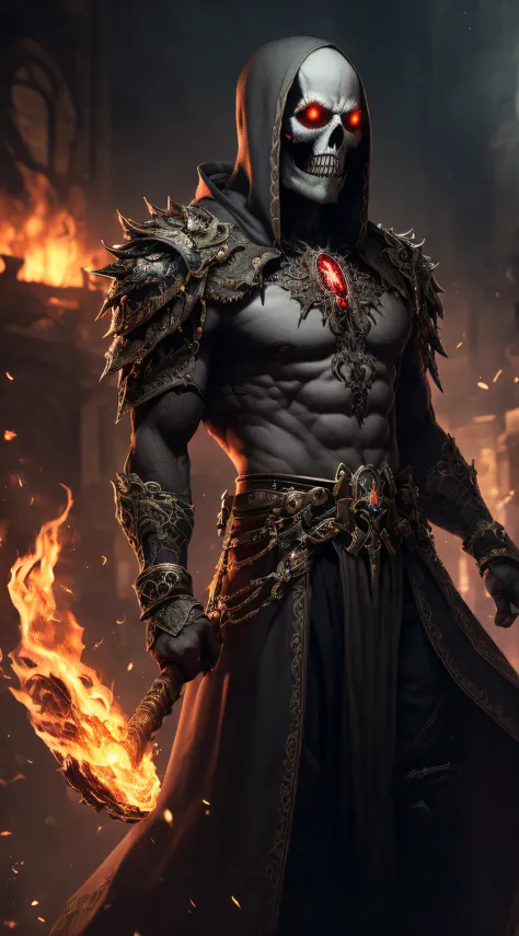 (extremely detailed 8k wallpaper), a medium shot photo of a fearful necromancer, intricate, high detail, dramatic