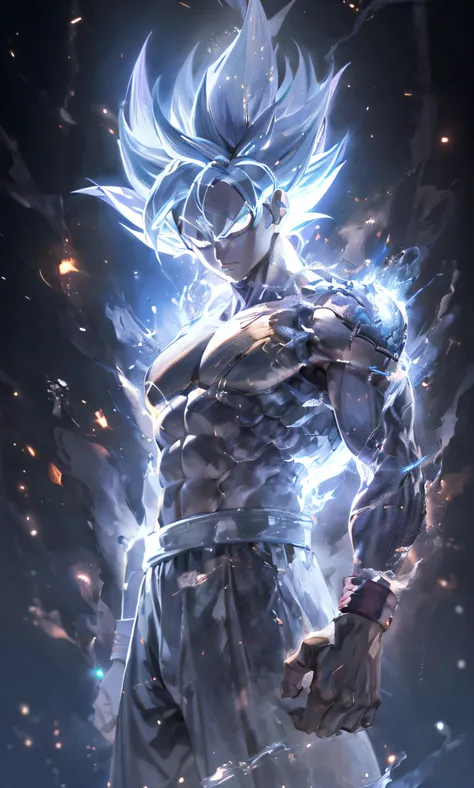 a close up of a person with a very large body and a very big body, ultra instinct, an epic anime of a energy man, 4 k manga wallpaper, super saiyan blue, anime wallaper, 4k anime wallpaper, anime wallpaper 4k, anime wallpaper 4 k, character dragonball, hig...