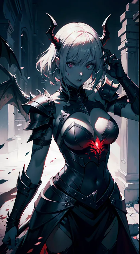 unparalleled masterpiece, ultra realistic 8k CG, perfect artwork, intricate details, best quality, acqa, faded light,high contrast, dynamic angle,
devil, demon king, female, armor, demon horns, blood, vampire,
void flame in hand in hand,