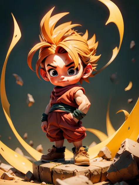 obra-prima, melhor qualidade, ultra-detalhado, adulto gohan 1boy, solo, corpo inteiro, sorriso maligno, cabelo brilhante ouro, c...