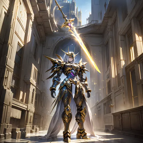 Space Champion,( Giant sword:1.5),(Knights sword:1.3), Sturdy Armor, Sunshine Casting, battlefield, (((Masterpiece))),(((Best quality))),((Ultra-detailed))((Extremely detailed CG)),((16K_wall paper))((An extremely delicate and beautiful)),{Photorealistic},...