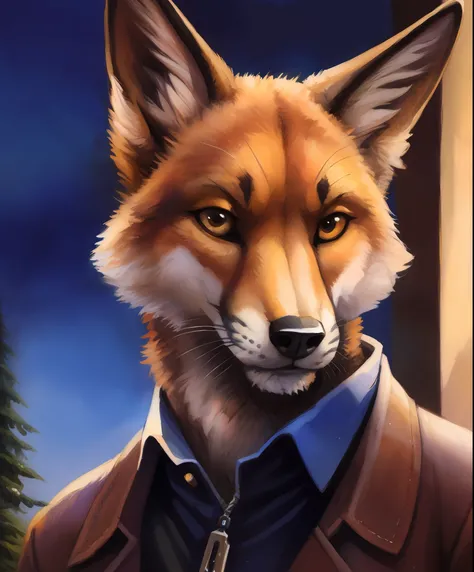 By mystery dog, kenket, rukis, Fox robot , anthropomorphic, in the style of Kevin final spase wiki.