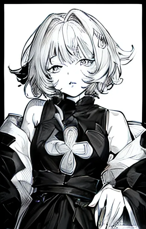 a drawing of a girl with a big hair and a dress,Cute sexy pure desire, lineart, thick black lineart, thick lineart, intense line art, line art!!, clean lineart, perfect lineart, bold lineart, clean anime outlines, extremely fine ink lineart, simple lineart...