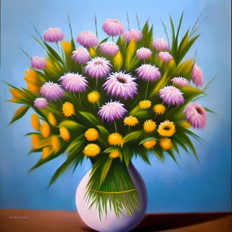 brightly colored roses in a vase with dandelions and dandelions, fundo das rosas, pastel roses, digital painting nice, rosas, ai...