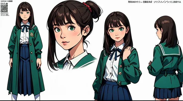 (masterpiece), best quality, (character design sheet, same character, full body, side, back), illustration, (beautiful detailed hair detailed face), 1 young girl, solo, perfect feminine face, very cute young girl, pose zitai, detailed design character, che...