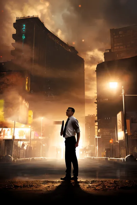 1 oriental man, big bump, stubble,
A muscular 30-year-old man in glasses, a reflective long-sleeved white shirt and tie, leather shoes,
Complete body, soft lighting,
Masterpiece, Best Quality, 8K UHD, DSLR, Film Grain, Fuji XT3 Photorealistic Painting Art