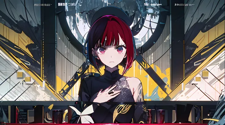 (((dramatic))), (((gritty))), (((intense)))) The movie poster features as the central character. She is shy in the center of the poster, wearing idol outfit, and a determined expression on her face. The background is dark and gritty, with a feeling of drun...