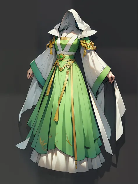 （nohumans：1.5）， a masterpiece of， ultimate，（green gauze dress），（ancient chinese clothes，pleated long skirt，cloaks，gossamer，gold ...