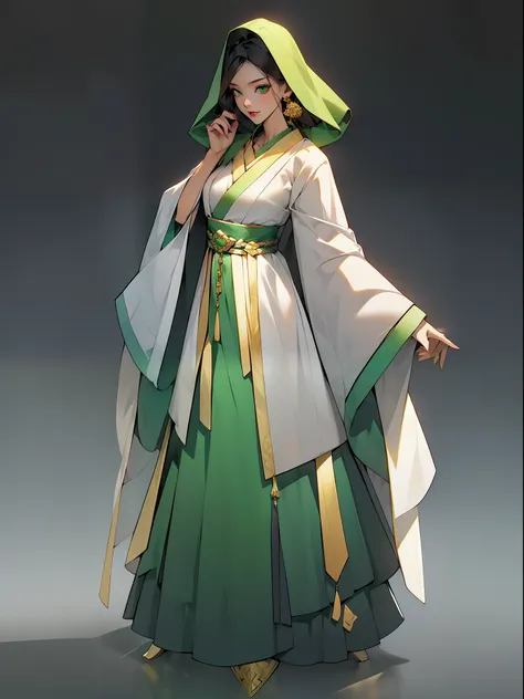 （nohumans：1.5）， a masterpiece of， ultimate，（green gauze dress），（ancient chinese clothes，pleated long skirt，cloaks，gossamer，gold ...