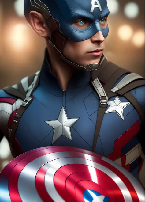 realistic portrait of a pdalns mix captain america